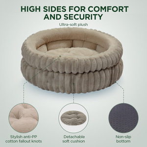 Washable-Round <strong>Rabbit</strong> Hair Surface Indoor Round Dog <strong>Bed</strong> Custom Logo &amp; Material Vertical <strong>Rabbit</strong> Plush Round Pet <strong>Bed</strong> With Cushion - Product Image 4