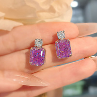 Boucles d'oreilles pendantes en forme de flacon de parfum rouge chinois haut de gamme, bague élégante en or haute teneur en carbone avec motif fleur de glace