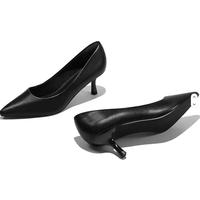 Chaussures à talons bas pointus en cuir PU de 2 pouces pour femmes, avec logo personnalisé, style usine