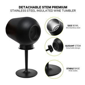 Calice da Vino in Acciaio Inox Isolato da 12oz con Logo Personalizzato, Stelo Rimovibile, Riutilizzabile per Regali ed Eventi - Product Image 3