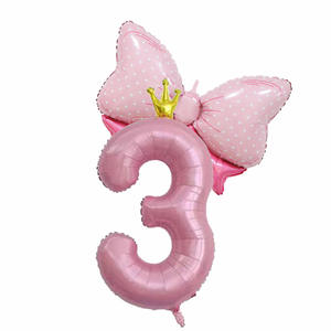 Globos de Número con Lazo y Corona, Decoración de Cumpleaños para Niña Princesa, Accesorios para Fotos de Primer Cumpleaños de Bebé - Product Image 5