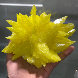 Vente en gros usine, Meilleure vente : Grappe de cristaux de quartz soufré jaune naturel brut, spécimen minéral, mascotte Feng Shui - Product Image 1