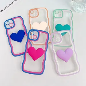 Coque de téléphone pour Samsung Galaxy S21 S21 FE S21 + S22 S22 Plus S23 + S23 Ultra 22 Couverture Couleur Unie Silicone Mignon 3D Amour Lignes Ondulées