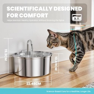 Fontaine à eau pour chat de compagnie 3,2 L, corps en acier inoxydable, distributeur d'eau en forme de robinet, extérieur, avec filtre - Product Image 4