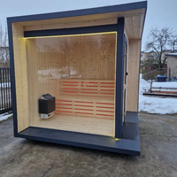 Sauna extérieur en cèdre rouge massif, très demandé, avec véranda, vue panoramique en verre pour 6 personnes, chauffage électrique, idéal pour le jardin, respectueux de l'environnement