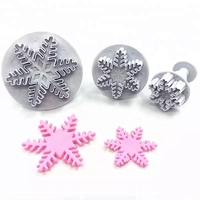 Moule Hexagonal de décoration de gâteau en forme de flocon de neige, ensemble d'emporte-pièces en plastique à piston/moule à biscuits, DIY, 3 pièces