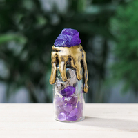 Bouteille à Vœux DIY Faite à la Main en Cristal Naturel, Décoration avec Éclats de Pierres Arc-en-ciel, Flacon de Rituel de Recharge, Artisanat Sorcier, Méditation Spirituelle