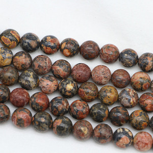 Natural <b>Red</b> Leopard Skin Jasper Round Loose Beads For <b>Bracelet</b> Making 8mm ST0136 - Product Image 2
