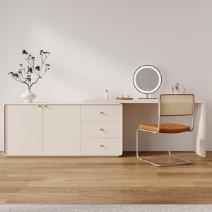 Cream Colored Dressing <b>Table</b> With Lighted <b>Mirror</b> Bedroom <b>Vanity</b> Storage Cabinet Furniture - Product Image 1