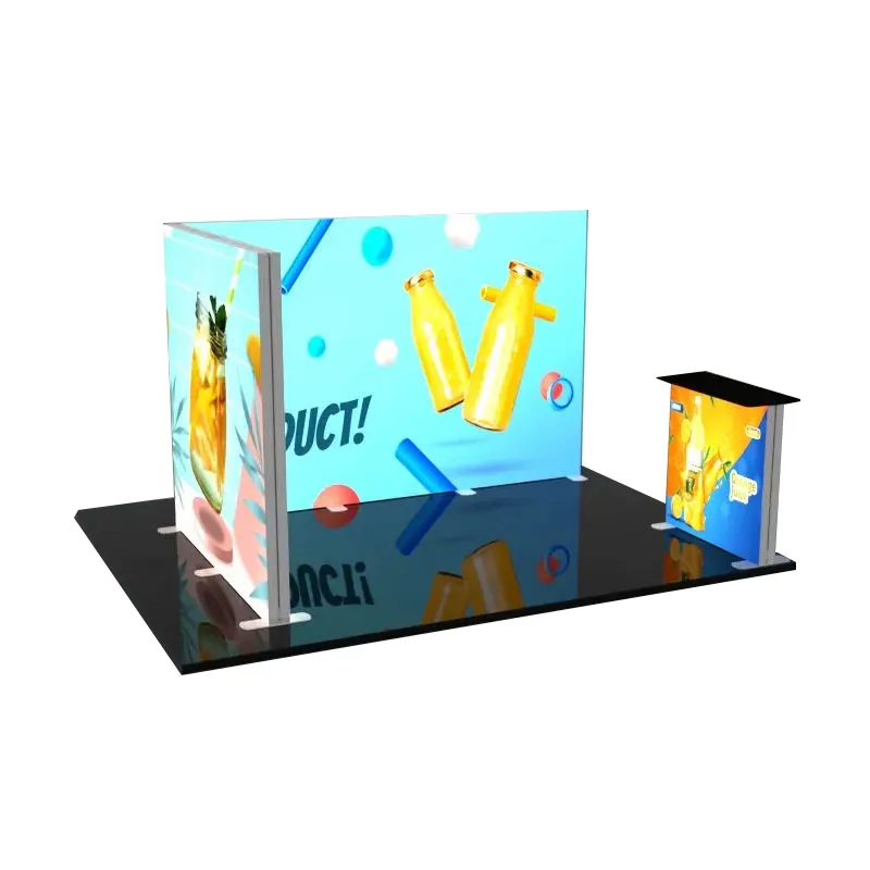 صندوق إعلانات بإضاءة خلفية ليد منبثق عبارة عن خلفية مصنوعة من نسيج مضغوط يُمكن عرضها على كشك المعرض التجاري وهو صندوق إضاءة مطبوع بالتبخير الحراري