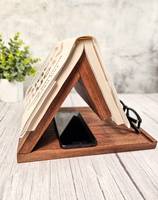 Table de chevet en bois massif, noyer, érable, support de signet élégant avec valet et triangle pour une lecture organisée