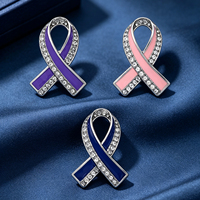 Broche XR Ruban de Sensibilisation en Argent Émaillé avec Strass, Épingle de Revers de Luxe pour Femme, Broches Personnalisées OEM/ODM en Gros