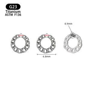 G23 <b>Titanium</b> <b>Stud</b> Earrings 6.8mm With Zircon Inlay For Lip Piercing Jewelry - Product Image 1