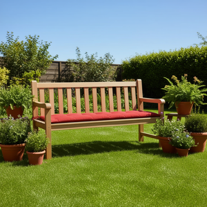 Cojín Rectangular Rojo para Banco de Jardín, 100% Poliéster, Resistente al Agua, Acolchado, Extraíble, Lavable, para Todas las Estaciones - Product Image 2
