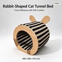 USMILEPET Tunnel pour chat en bois avec griffoir en sisal, maison pour chat en placage de bois multicouche, tunnel cachette pour chat d'intérieur