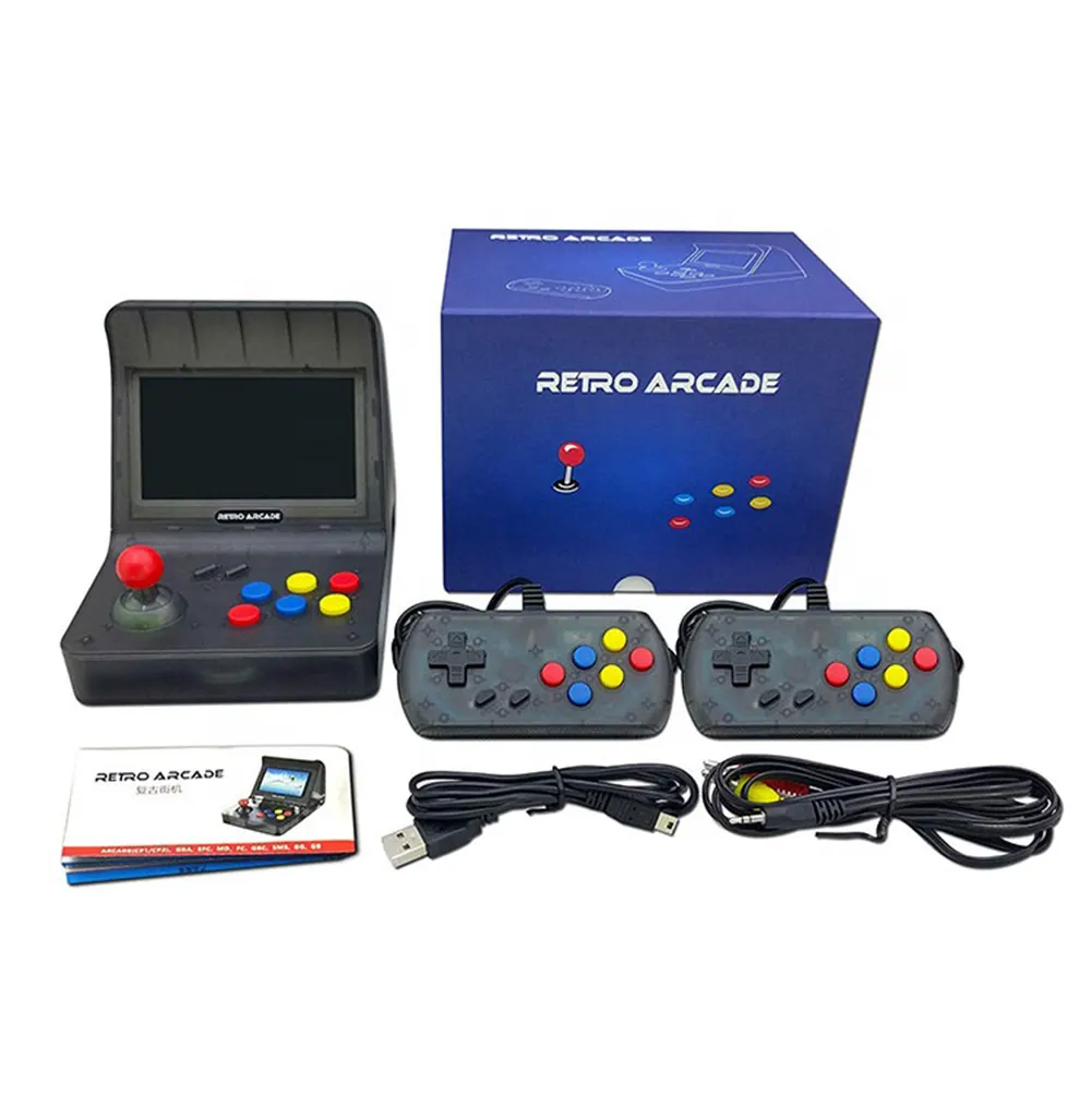 Console de videogame rocker de 4.3 polegadas, console de jogos de arcade retrô com duas entradas e 3000 jogos