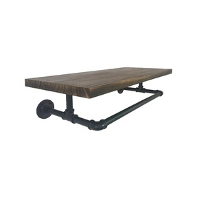 Estante <span class=keywords><strong>de</strong></span> metal <span class=keywords><strong>para</strong></span> tuberías con perchero <span class=keywords><strong>de</strong></span> <span class=keywords><strong>madera</strong></span>, montado en la pared, 10 ganchos <span class=keywords><strong>para</strong></span> colgar mochilas, abrigos, <span class=keywords><strong>toallas</strong></span> y sombreros, 16 pulgadas, natural - Product Image 1