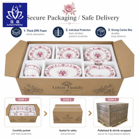 Service de table en céramique rose floral vintage français, assiettes, bols, tasses et soucoupes romantiques pour jardin, compatibles micro-ondes