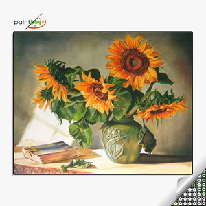 Peinture diamant colorée en tournesol, 40x50 cm, bricolage, belle perceuse ronde ou carrée, sans cadre, décoration de la maison - Product Image 2