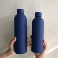 Botellas de Agua Deportivas de Acero Inoxidable con Aislamiento al Vacío de Doble Pared, Recubrimiento de Goma Suave, Boca Pequeña, 500 ml, 750 ml, con Logotipo Personalizado
