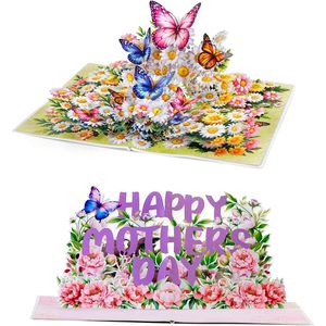Paquete de Tarjetas para el Día de la Madre, Tarjetas de Felicitación Pop-Up 3D con Diseño de Margarita, Impresión Digital en Papel Rectangular, Laminado Brillante, Regalo - Product Image 1