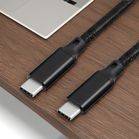 Kabel USBC ke USBC 240W 5A PD 3.1 Pengisian Cepat Inti Paduan Aluminium Jalinan Nilon Hitam 1m Kualitas Tinggi USB Type-C Kustom