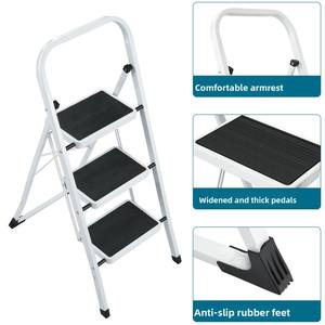 Venta al por mayor de diseño moderno DDP 3 escalera de acero plegable portátil aislado escalera de aluminio de 2 peldaños para uso doméstico precio bajo - Product Image 5