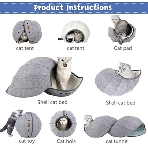 Nuevo Natural divertido gamuza fieltro gato nido cueva túnel transfronterizo perro pequeño cojín semicerrado lavable a máquina plegable hogar gato - Product Image 2
