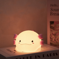 Lampe de nuit en silicone Axolotl mignonne, rechargeable par USB, capteur tactile, changement de couleur, lumière LED à intensité variable pour la chambre des enfants, cadeau pour la crèche
