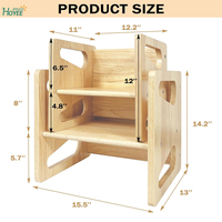 Table et chaise de sevrage Montessori Table et chaise en bois massif pour tout-petits Ensemble table et chaise cube à 2 niveaux de hauteur pour les tout-petits