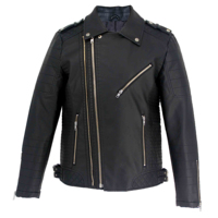 Blouson en cuir noir pour hommes, grande taille, pour moto, PU, agneau, bombardier, fermeture éclair