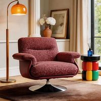 Fauteuil ergonomique rétro en PU motif cachemire avec dossier, mobilier artistique de designer antique pour salon, balcon et petits espaces
