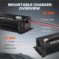 Chargeur de batterie LiFePO4 14,6 V 40 A pour batteries LiFePO4 4S 12 V 12,8 V 50 Ah 100 Ah, chargeur de batterie LiFePO4 14,6 V