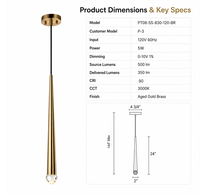 Suspension LED décorative moderne ovale mini homologuée ETL, dimmable 0-10V avec diffuseur acrylique et lentille en cristal facetté