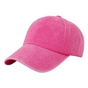 Casquette de baseball unisexe en coton délavé rose sportive à 6 panneaux personnalisable en gros - Product Image 3
