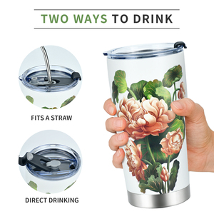 Vaso de café con estampado 3D de flores hermosas de 20oz Taza de viaje aislada de doble pared de acero inoxidable con tapa de sellado de agua - Product Image 5