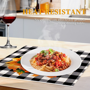 Mantel individual cuadrado de PVC a cuadros para Halloween, impermeable y aislante del calor, para comedor - Product Image 5