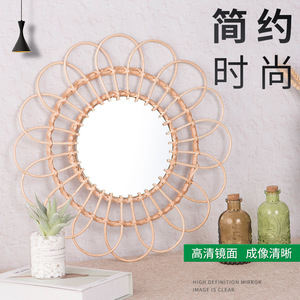 Rattan Woven <b>Round</b> <b>Wall</b> <b>Mirror</b> Natural Finish For Living Room Bedroom Decor - Product Image 5