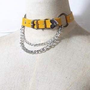 Adjustable Punk Gothic Necklace Stainless Steel Buckle NightClub Accessory-PU Leather Choker Featuring Rivets Hauling <b>Chain</b> - Product Image 3