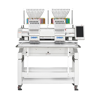 Machines à broder d'occasion multifonctionnelles à deux têtes 12/15 aiguilles 1000 tr/min Machine à broder informatisée à paillettes pour t-shirt à chapeau plat