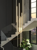 Lustre LED moderne d'intérieur à hauteur réglable et intensité variable, noir, pour escalier, avec commande multi-interrupteurs, idéal pour hôtels - Vente chaude