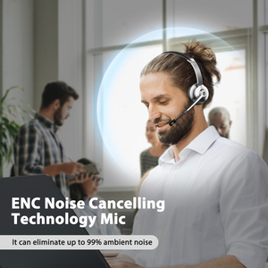 Deep ENC Noise Cancellation Headset Wireless Office 2.4G Dongle <strong>Headphone</strong> <strong>Single</strong> Ear <strong>Headphones</strong> <strong>with</strong> External Microphone - Product Image 6