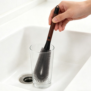 Brosse à tasses à manche en bois, brosse à long manche, brosse à vaisselle, brosse à bouteilles, nettoyage multifonctionnel 2-en-1 pour la cuisine - Product Image 4