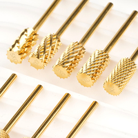 Haut de gamme 5XC 3XC 6.6mm grand baril plat haut manucure polissage ongles forets or enduit double Rotation carbure fraise