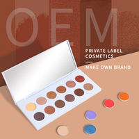 Palette de fards à paupières cosmétiques en gros sous marque privée, 12 couleurs, en plastique, végétaliens, hautement pigmentés, pailletés et mats