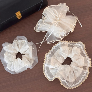 Nuovissimi Elastici per Capelli in Tulle/Pizzo Bianchi, Leggeri, Stile Estivo, per Ragazze, Fermacoda a Doppio Strato - Product Image 5