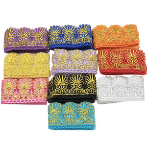<span class=keywords><strong>Bordure</strong></span> en dentelle brodée <span class=keywords><strong>de</strong></span> fleurs colorées, <span class=keywords><strong>bordure</strong></span> brodée <span class=keywords><strong>de</strong></span> fleurs en fil d'or sur tulle pour robe, abaya, rideau et costume - Product Image 4
