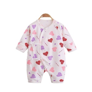 Nouveau-né quatre saisons une pièce bébé barboteuse à manches longues pur coton papillon dessin animé impression conception à lacets moine vêtements bébés - Product Image 5