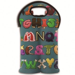 Two <b>Bottle</b> Insulated Neoprene Wine Water <b>Bottle</b> Holder Sleeves for Travel with Secure Carry Handle Wine Carrier Tote Bag - Product Image 6