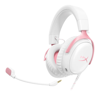 Headset Gaming HyperX Cloud III Hitam Merah Berkabel, Headphone Metal Over Ear DTS untuk PC, Promo Panas
